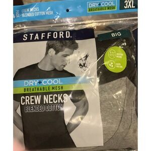 Stafford Dry + Cool T Shirt 3XL Big Breathable 4Pack Grey/Black Undershirt NEW